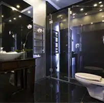 Modern black and white bathroom design